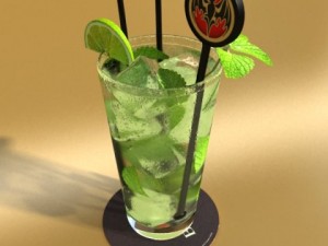 high detailed bacardi bottle mojito and rum shot 3D Model