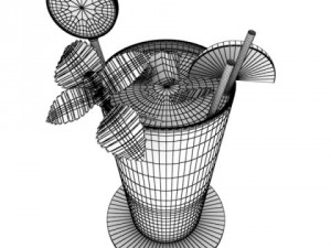 high detailed bacardi bottle mojito and rum shot 3D Model