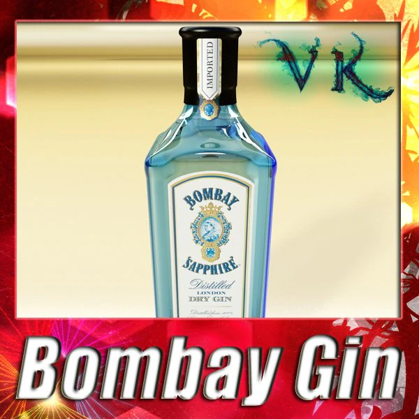 photorealistic bombay sapphire gin bottle 3D Model .c4d .max .obj .3ds .fbx .stl .blend 