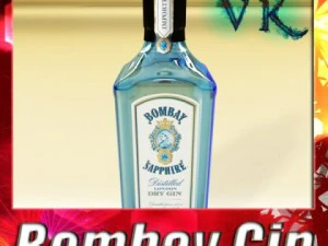 bottiglia di gin bombay zaffiro fotorealistica Modello 3D