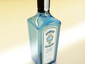 photorealistic bombay sapphire gin bottle 3D Model