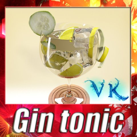 high detailed liquor glass  gin tonic Modello 3D .c4d .max .obj .3ds .fbx .stl .blend 