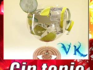Gin tonic in vetro da liquore altamente dettagliato Modello 3D