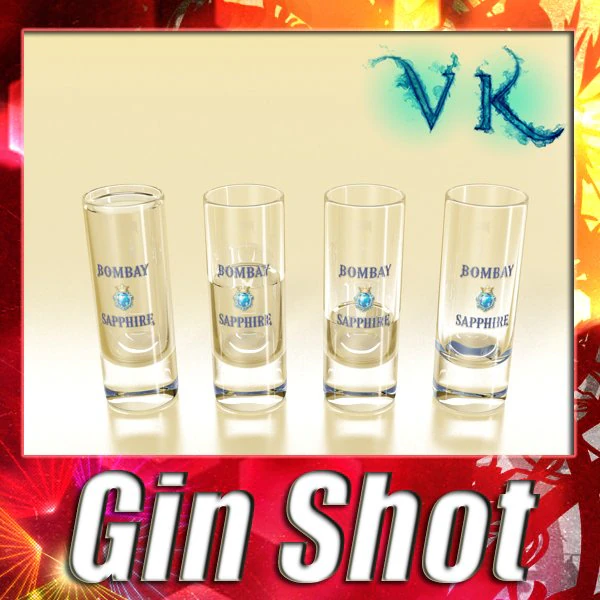 realistic gin shot glass 3D Model .c4d .max .obj .3ds .fbx .stl .blend 