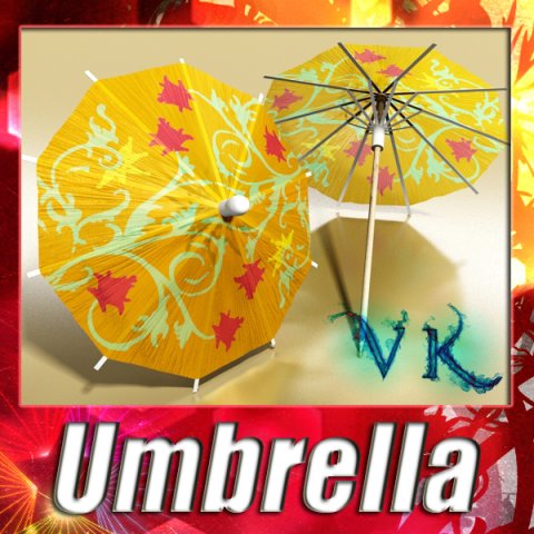 high detailed cocktail umbrella Model 3D .c4d .max .obj .3ds .fbx .stl .blend