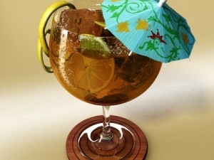 high detailed cocktail umbrella Model 3D