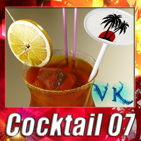 high detailed malibu cocktail with umbrella 3D Модель .c4d .max .obj .3ds .fbx .stl .blend 