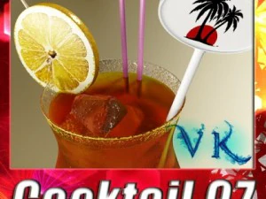 high detailed malibu cocktail with umbrella 3D Model