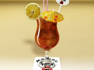 high detailed malibu cocktail with umbrella 3D Model