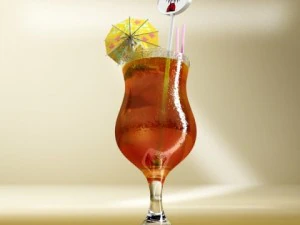 high detailed malibu cocktail with umbrella 3D Model