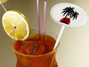 high detailed malibu cocktail with umbrella 3D Model