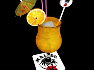 high detailed malibu cocktail with umbrella 3D Model