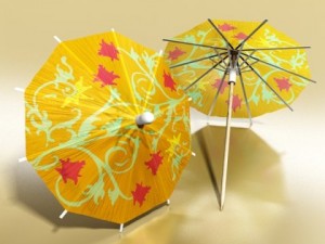 high detailed malibu cocktail with umbrella 3D Модель