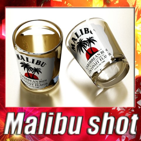 malibu shot glass  high detailed 3D 모델 .c4d .max .obj .3ds .fbx .stl .blend 