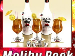 मालिबू बोतल कॉकटेल और शॉट ग्लास संग्रह 3D मॉडल