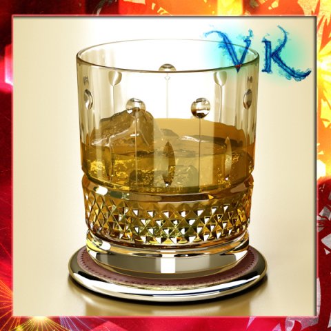 high detailed whisky cut glass and chivas coaster 3D Модель .c4d .max .obj .3ds .fbx .stl .blend