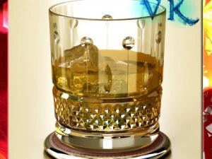 hoog gedetailleerde onderzetter van whiskygeslepen glas en chivas 3D Model