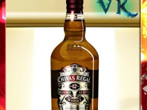 chivas regal bottle glass and coaster collection 3D Model