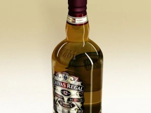 chivas regal bottle glass and coaster collection 3D Model