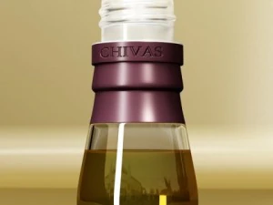 chivas regal bottle glass and coaster collection 3D Model