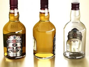 chivas regal bottle glass and coaster collection 3D Model