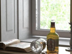 chivas regal bottle glass and coaster collection 3D Model