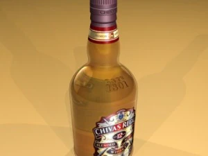 chivas regal bottle glass and coaster collection 3D Model