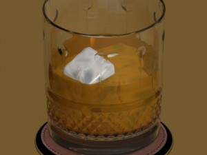 chivas regal bottle glass and coaster collection 3D Model