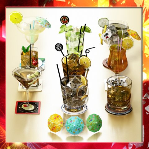 9 cocktails collection 3D Model .c4d .max .obj .3ds .fbx .stl .blend 