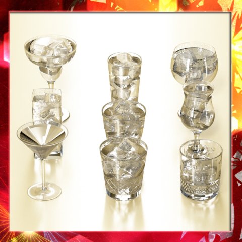 glassware collection  9 glasses and cups 3D-Modell .c4d .max .obj .3ds .fbx .stl .blend 