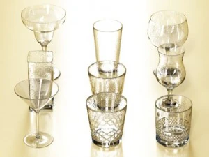 glassware collection  9 glasses and cups 3D Model