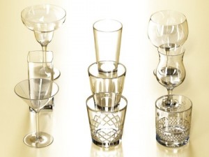 glassware collection  9 glasses and cups 3D-Modell