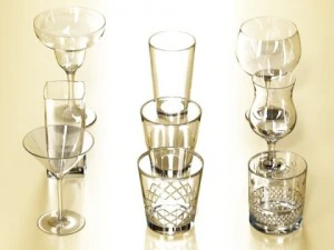 glassware collection  9 glasses and cups 3D Model