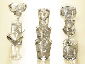 glassware collection  9 glasses and cups 3D Model