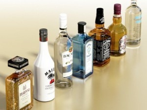 photorealistic and high detailed 7 liquor bottles Modelo 3D