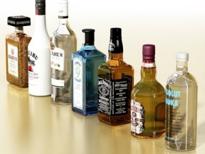 photorealistic and high detailed 7 liquor bottles Modelo 3D