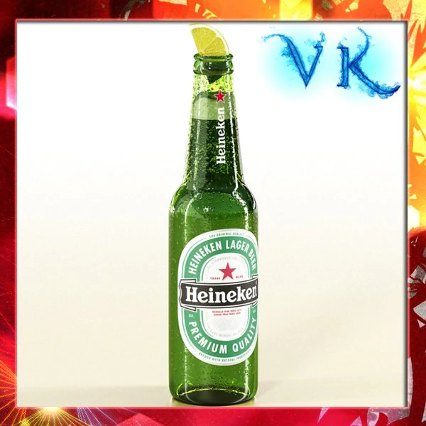 heineken beer bottle 3D Model .c4d .max .obj .3ds .fbx .stl .blend 