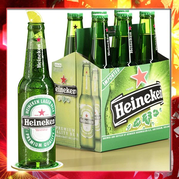 heineken six cardboard pack 3D Model .c4d .max .obj .3ds .fbx .stl .blend 