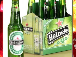 Heineken zes kartonnen verpakking 3D Model