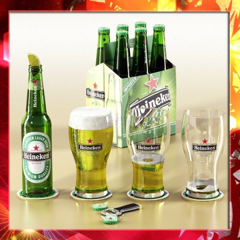 heineken beer collection 3D Модель .c4d .max .obj .3ds .fbx .stl .blend 