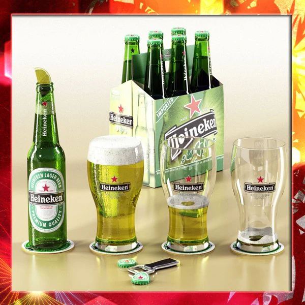 heineken beer collection 3D Model .c4d .max .obj .3ds .fbx .stl .blend 