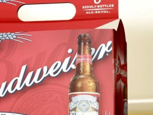 budweiser beer bottle  six cardboard pack 3D Model