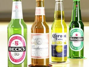 4 beers collection and bottle opener 3D Model