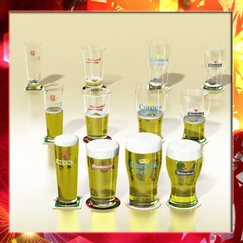 beer glass collection Modèle 3D .c4d .max .obj .3ds .fbx .stl .blend 