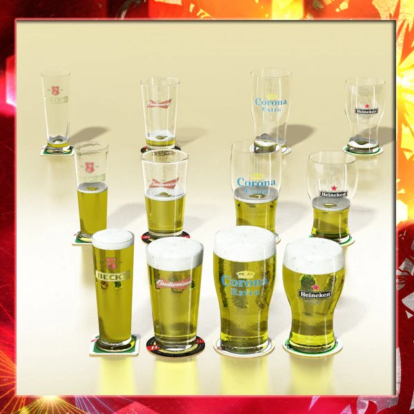 beer glass collection 3D Model .c4d .max .obj .3ds .fbx .stl .blend 