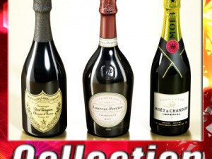3 champagne bottles collection 3D Model