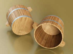 champagne set 2  bottle flute strawberry and wooden ice bucket 3D Model