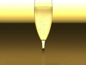champagne set 2  bottle flute strawberry and wooden ice bucket 3D Model