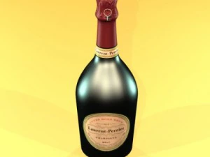 champagne set 2  bottle flute strawberry and wooden ice bucket 3D Model