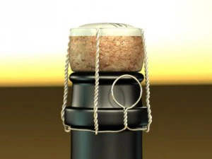 champagne set 2  bottle flute strawberry and wooden ice bucket 3D Model